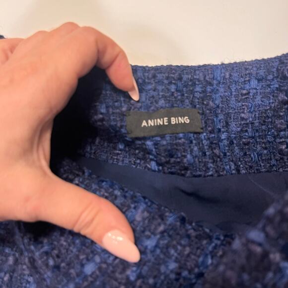 NEW Anine Bing Navy Blue Tweed High Rise Shorts Sz XS - Picture 3 of 7